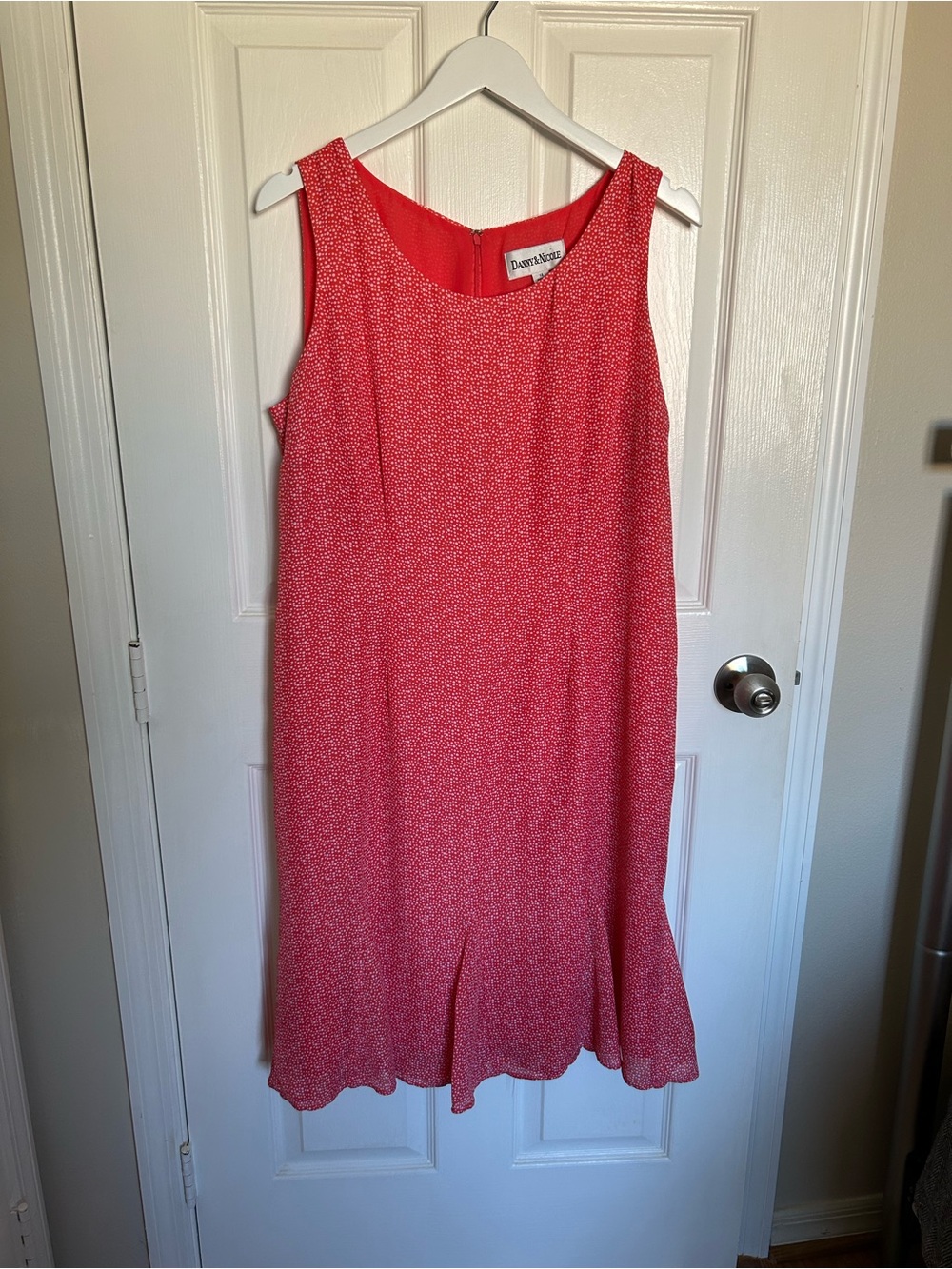 Danny & Nicole Sleeveless Pink White Bubble Dot Flared Hem Shift Dress Size 14